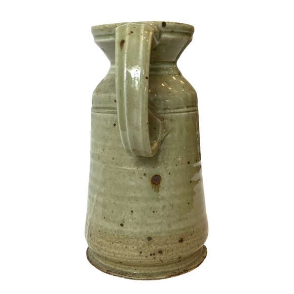 VTG Stoneware Studio Speckled Drip Glaze Beige, Maroon Brown TALL Pitcher - Picture 8 of 14